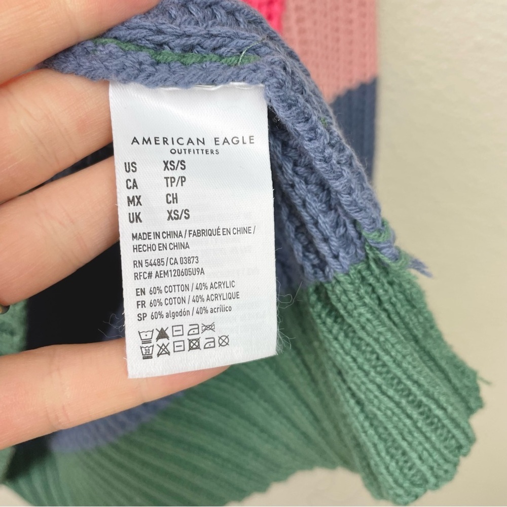 AMERICAN EAGLE OUTFITTERS Oversized Rainbow Striped Mock Neck Sweater Women's S - Picture 10 of 15